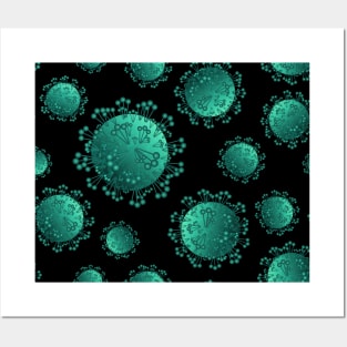 Green coronavirus bacteria pattern Posters and Art
